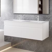Biubiubath 1200mm Wall Hung Bathroom Vanity Unit with Double Basin White