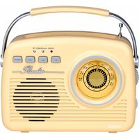 Lauson ra143 vintage cream radio analogique avec haut-parleur intégré 2w am/fm batterie rechargeable bluetooth usb sd