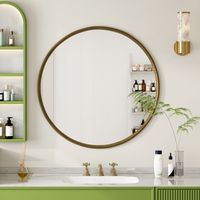 AS EASY 80CM Bronze Round Mirror, Bathroom Mirror for Wall, Round Wall Mirror Metal Frame, for Wall, Living Room, Bedroom, Vanity, Entryway, Hallway