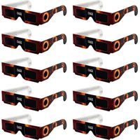 Lot de 10 lunettes d'observation d'éclipse solaire — Adaptées à l'observation des éclipses totales ou partielles — Lunettes d'observation solaire en papier