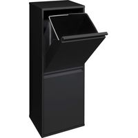 Arregui – Poubelle de tri sélectif 2 compartiments 34L – Acier noir avec 2 seaux amovibles – Système d’ouverture basculant – CR206B