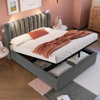 letto contenitore 160x200 USB luce velluto grigio OKMYHOME