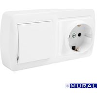 BASE DOUBLE BIPOLAIRE AVEC T/T LATÉRAL + COMMUTATEUR DE CROISEMENT ET BOUCHON 148X72X28MM S. MURAL SOLERA MUR96U