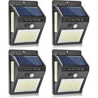 Solarbetriebene Außenleuchten mit Bewegungsmelder, 4er-Pack, 100 LEDs, IP65 wasserdicht, 1200 mAh, kabellose Sicherheitswandleuchten für den Garten