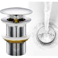 Waschbecken-Abfluss, Waschbecken-Stopper, Pop-Up-Ablaufsystem, Click-Clac-Abfluss, Edelstahl-Badezimmer-Abfluss ohne Überlauf, verstopfungssicher, silberfarben, für Badezimmer-Waschbecken mit Universa