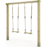 Wickey Aero Star wooden swing set with two wooden swing seats in natural