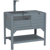 Grey Wooden Tortoise House with Shelter, Run, Shelf, Lamp Holder, and Tray - Perfect Habitat for Your Pet Tortoise