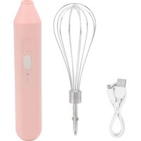 Fouet à lait sans fil rechargeable USB, mixeur à boissons portable avec fouet en acier inoxydable rose