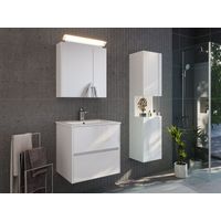 Badmöbelset Taifun 60cm 3tlg mit Spiegelschrank und Seitenschrank weiß Hgl