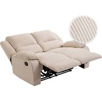 Loungitude – Canapé de relaxation manuel 2 places – Mécanisme d'inclinaison indépendant – Revêtement velours côtelé beige – Fabrication européenne
