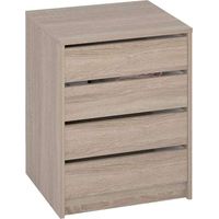 MB cajonera 4 cajones 61,4x50cm k9463rz roble , Cajonera de 4 cajones de color roble Cajonera suministrada en kit fabricada en melamina Cuatro cajones con guías metálicas