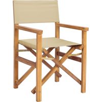 vidaXL Chaise de directeur Marron et beige Bois de teck massif