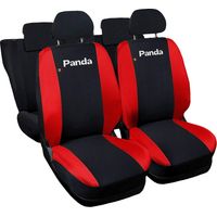 Lupex shop - Coprisedili Auto Compatibili per Panda 2a e 3a serie, Made In Italy, anteriori, e posteriori 60/40, tessuto poliestere - Nero/Rosso