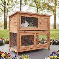 Bb-Loisir – Cage clapier enclos lapin extérieur en bois – 2 étages avec rampe antidérapante – Tiroir à fumier pour nettoyage facile – 104 x 55 x 94 cm