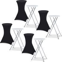Idmarket – Lot de 4 tables hautes pliantes 105 cm – Structure acier robuste – Plateau polyéthylène 60 cm – 4 housses noires lavables