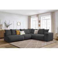 BOBOCHIC - Canapé d'angle fixe modulable VOLTAIRE avec 2 chauffeuses 2 places, 1 angle et 1 chauffeuse 1 place Angle droit Gris foncé