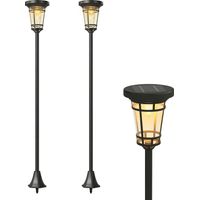 Solar Laterne 2er-Set Stehleuchte 180cm Höhenverstellbar mit 2 Helligkeitsmodi Lichtsensor Schalter, IP44