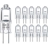 Lot de 10 ampoules halogènes G4 – 12V 20W – 280 lumens – Blanc chaud 2800K – Dimmables – Éclairage domestique et commercial