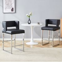 sedia alta 91,4 cm imbottita nera metallo argento bar OKMYHOME