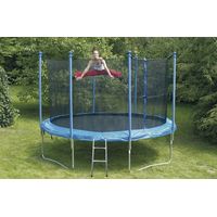 Trampolino Elastico Da Giardino 305 Cm Inclusa Rete Di Sicurezza E Scaletta - Blu - Modello 2018 Con Scaletta