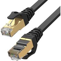 UNITEK Unitek C1897BK Câble plat Ethernet Cat.7 avec connecteurs RJ45 plaqués or 100% cuivre SSTP Structure torsadée à double blindage Compatible avec 10GBaseT 15 m (C1897BK-15M)