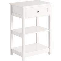 Sobuy – Table de chevet bout de canapé FBT46W – Bois MDF laqué blanc – 1 tiroir et 2 étagères de rangement – Dimensions 45x30x68cm