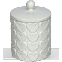 Linea Due Elle Candela Porcellana con Cuori 8,5 x 8,5 x 12 Cm Bianco