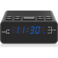 Radio-réveil numérique AM/FM avec écran LED, minuteur de sommeil, variateur, batterie de secours pour chambre à coucher, lit, bureau (251blue)