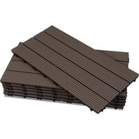 Jiubiaz 24 baldosas de terraza WPC para balcón y jardín instalación sin herramientas adecuadas para áreas grandes marrón café 30x60cm