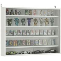 Vitrina de Pared con Estantes Ajustables y 2 Puertas Correderas de Cristal 80x9,5x60 cm Blanco