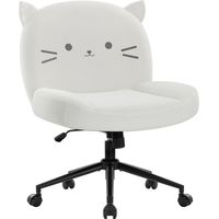 IWMH office chair with casters, cute swivel chair with casters, ergonomic computer chair, height adjustable - white