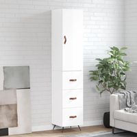 Aparador alto madera contrachapada blanco brillo 34,5x34x180 cm vidaXL