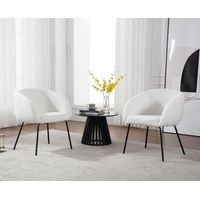 Wahson Lot de 2 Fauteuil Realx en Fausse Fourrure, Moderne Chaise de Chambre avec Dossier Fauteuil Relax Confortable avec Pieds en Métal, Blanc