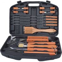 Tailgating 18pc BBQ Tools Set, Stainless Steel BBQ Utensils Tool Set with Wooden Handle, Grilling Accessory for Camping Travel and Tailgating Garden
