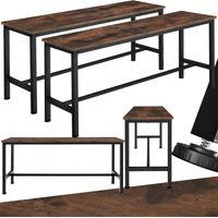 Lot de 2 bancs en panneau aggloméré 108x32,5x50cm bois foncé
