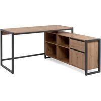 Bureau d'angle réversible chêne anthracite – Dimensions L. 142 x P. 139 x H. 75 cm – 1 tiroir et 4 niches de rangement - Denver37A
