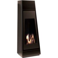 Cheminée bioéthanol au sol Tokyo Noir 3 kW – vitre frontale – brûleur amovible 2 L – structure acier 123 cm – pour espaces confinés – Tecno Air System
