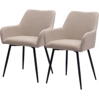 Chaises de salle à manger classiques avec assise large, accoudoirs hauts et pieds en métal Ensemble confort 2 pièces