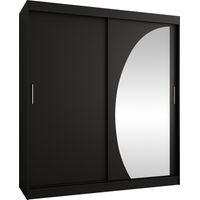 Armoire Hartford 506, Noir, 200x180x62cm, Portes d'armoire: Coulissantes, Nombre d'étagères: 0