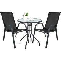 Table ronde îlot 60 cm + 2 chaises Sofia noires