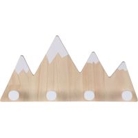 Kids Wall Coat Rack, 4 Hooks - Mountain Design