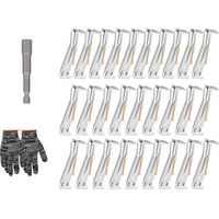 28Pcs Gutter Hangers with Screws and Clamps Quick Screw Clip Concealed Bracket for 5inch Aluminum Gutters Rain Brackets with Screws and Clamps