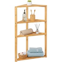 Eckregal aus Bambus mit 3 Ablagen und Baldachin, 80 x 36,5 x 33,5 cm, Thinia Home