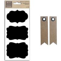 12 stickers ardoise Baroque + 20 étiquettes kraft Fanion