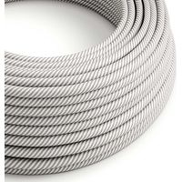 Creative-Cables Cavo elettrico rivestito in tessuto, 3 x 0,75 mm², 50 m, Bianco Ottico e Alluminio ERM46, Rotondo, effetto seta
