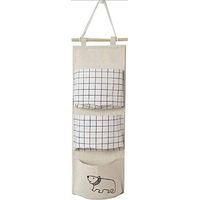Ulisem Hängende Aufbewahrungstasche für die Tür, Hängende Aufbewahrungstasche aus Baumwolle (3 Taschen, Beige)