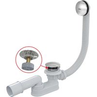 Alca Juegos de desagüe - Conjunto de desagüe y rebosadero para bañera, longitud 1200 mm, Click-Clack, cromo A507CKM-120