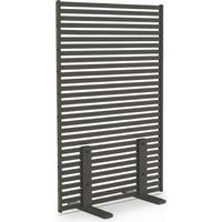 Dekorativer, durchbrochener Außenwindschutz (Claustra) 80 x 150 cm, mit horizontalen Lamellen aus anthrazitgrauem Metall
