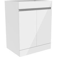 Acezanble Bathroom Floor Storage Cabinet Base Vanity Unit Free Standing Furniture Cupboard with 2 Doors, Shelf, softclose, Gloss White, 50x38.5x80cm