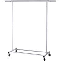Portant à Vêtements avec Roulettes SONGMICS - Tringle Extensible - Charge Lourde - Porte-manteau - Rangement Vêtement - Capacité de Charge 90 kg - Argent